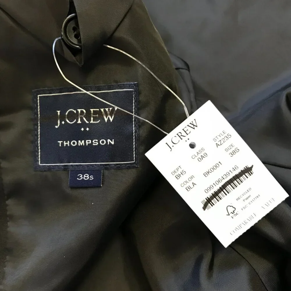 NWT JCREW Thompson Tuxedo Peal Lapel Jacket Mens 38 S Black Wool Slim Fit AZ235